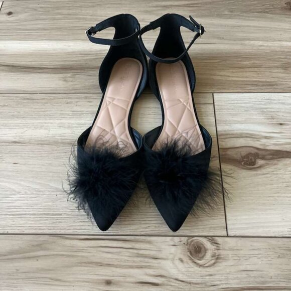 BCBGeneration Kassia Faux Feather Ankle Strap Ballet Flat - Picture 2 of 7